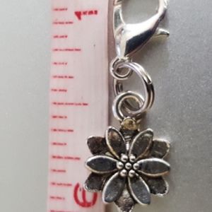 Lotus Flower Mini Clip on Charm Pendant Silver .5"